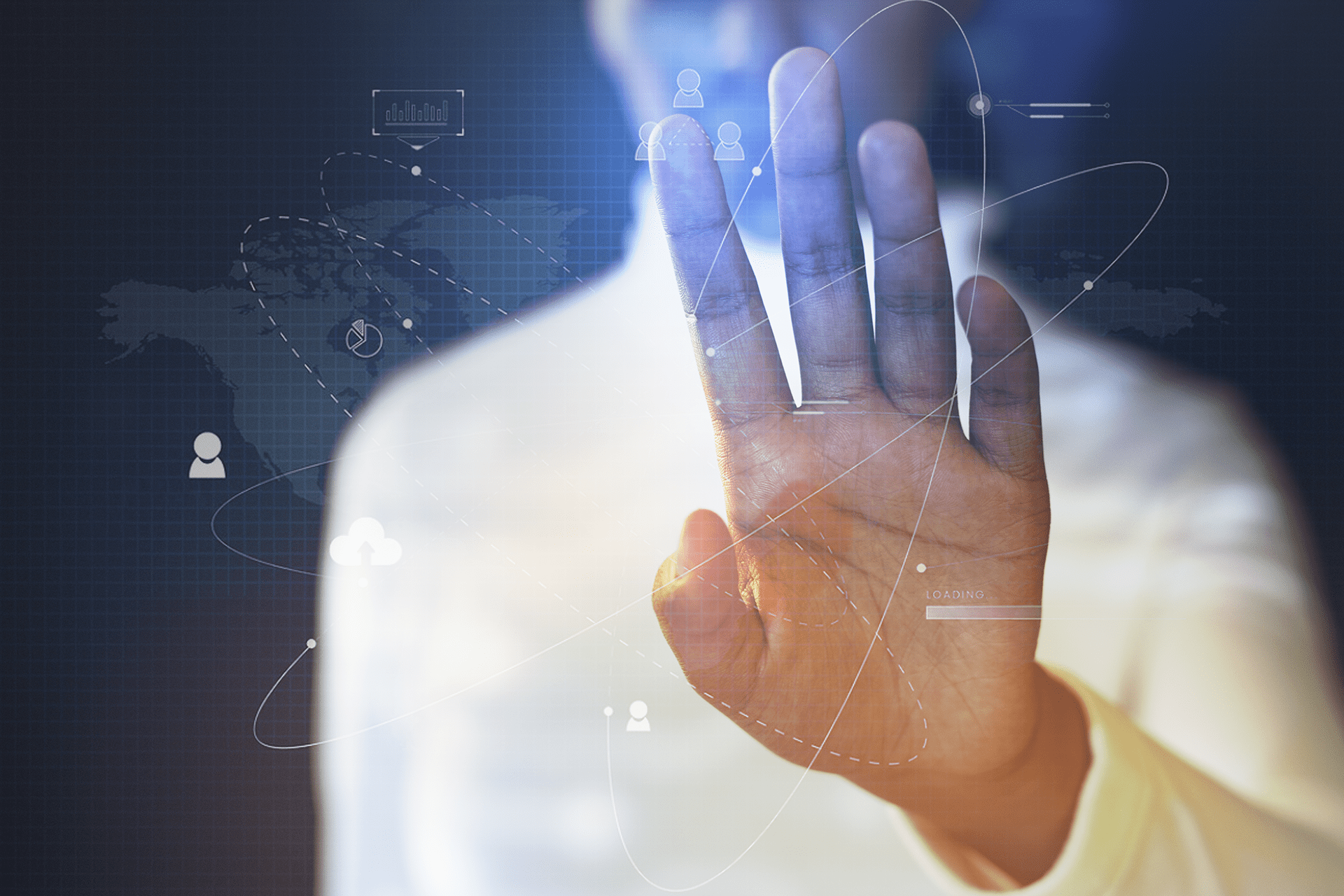 digital network technology hand